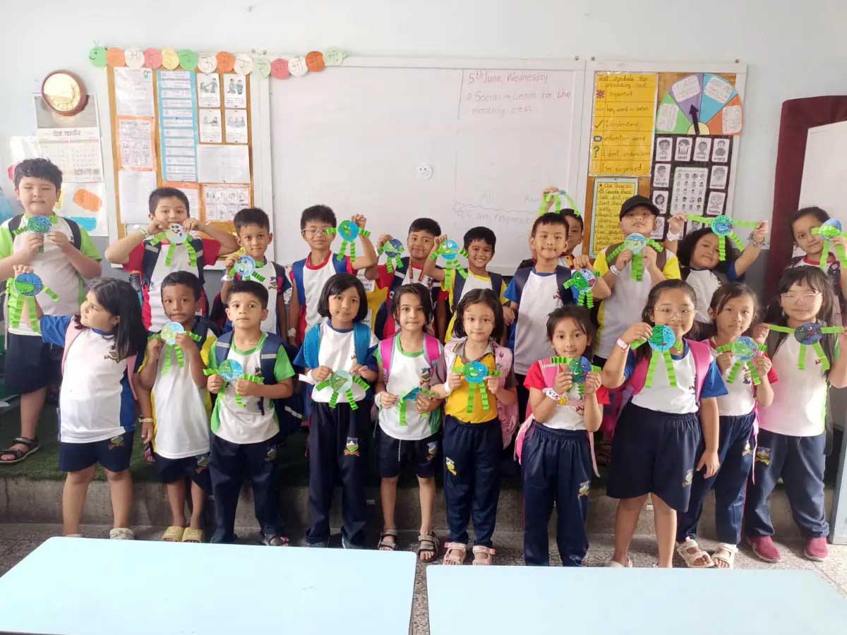 Students of grade 1 celebrating World Environment Day with joy and awareness!